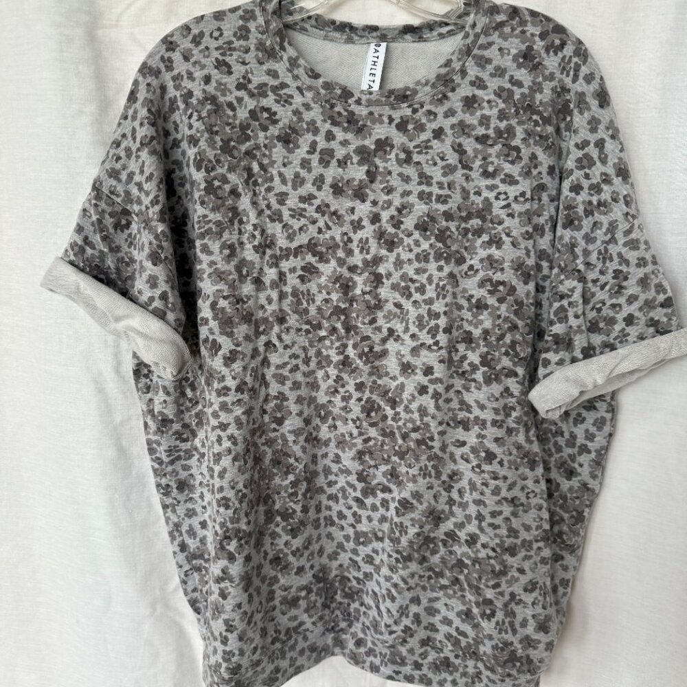 Athleta Studio to Street Leopard Sweatshirt - Altered to short sleeve